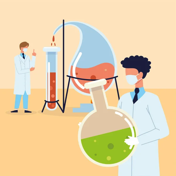 Bilim adamları kimya laboratuvarı — Stok Vektör