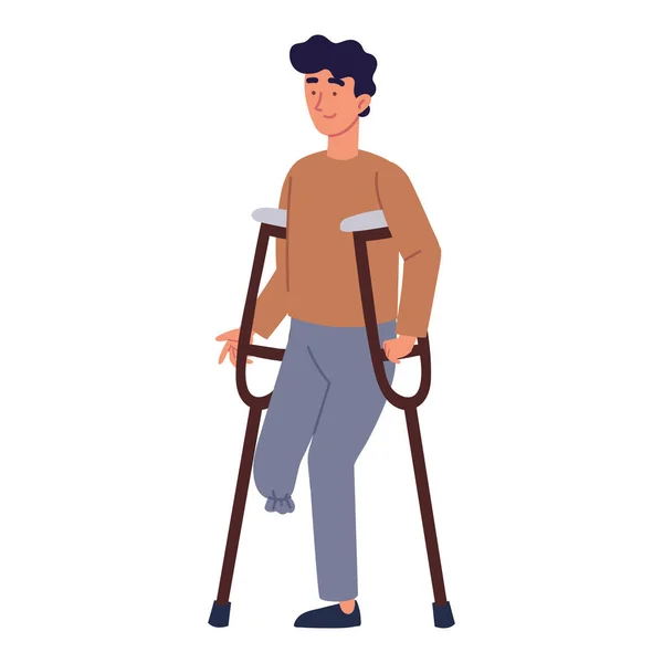 Handicapé avec des béquilles — Image vectorielle