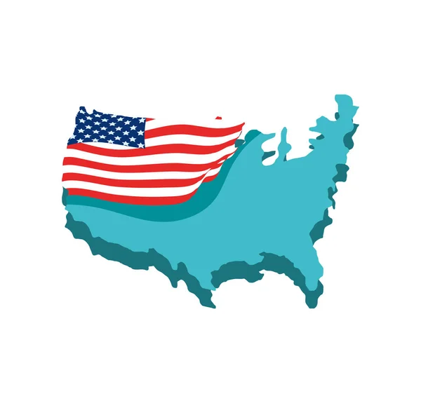 Amerikanische Flagge auf der Karte — Stockvektor