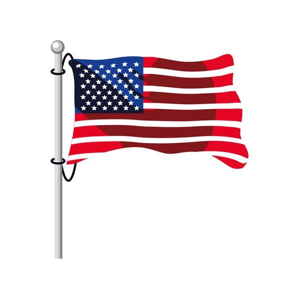 Bandeira dos EUA no pólo —  Vetores de Stock
