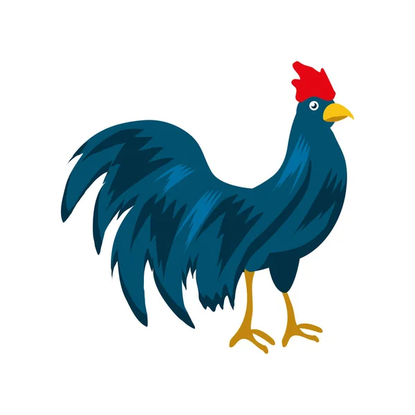 Blue rooster cartoon — Stock Vector