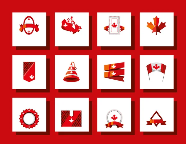 Iconos rojos canadienses — Archivo Imágenes Vectoriales