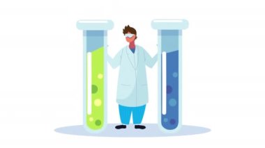 Tüpleri test eden laboratuar bilimcisi.
