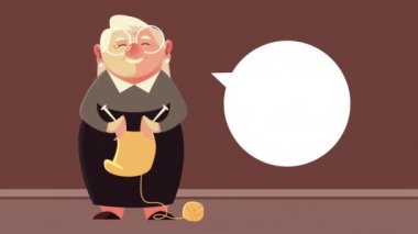 Konuşan yaşlı kadın karakter canlandırması yapıyor.