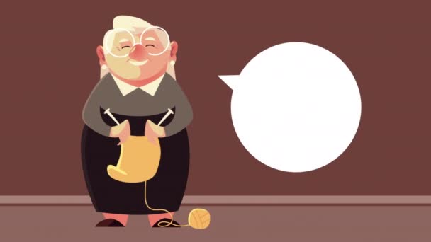 Old woman standing speaking character animated — Stock Video