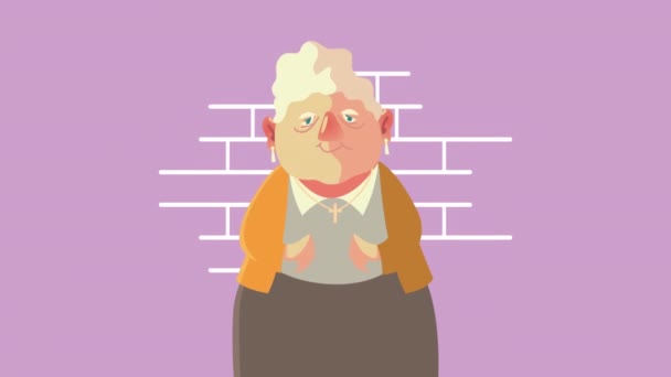 Old woman standing animated — Stock Video