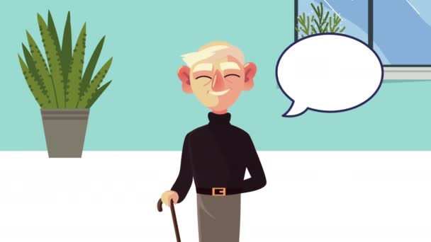 Orang tua berdiri berbicara animasi — Stok Video