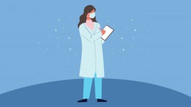 Kontrol listesi olan kadın bilim adamı.