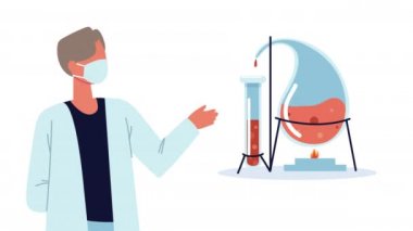 Laboratuvarda çalışan erkek bilim adamı