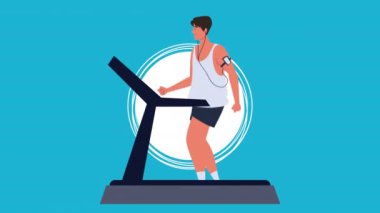 Adam yürüme makinesinde egzersiz yapıyor.