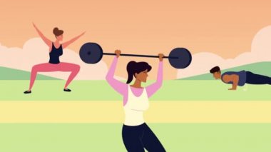 Sporcular saha karakterleriyle alıştırma yapıyorlar