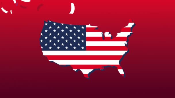 Verenigde Staten van Amerika vlag in kaart — Stockvideo