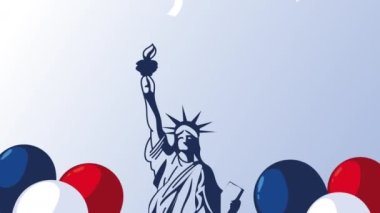 Amerika Birleşik Devletleri balonlarında bayrak Helyum ve Özgürlük Heykeli
