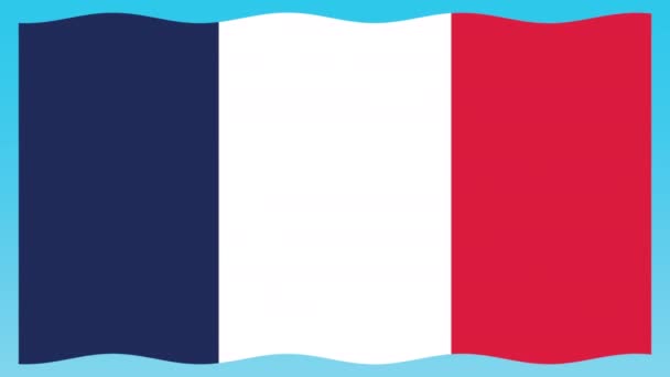 France flag colors waving animated — Stock Video