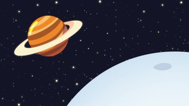 Spazio esterno con Saturno scena planetaria — Video Stock