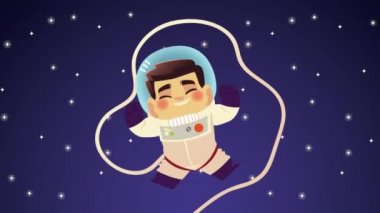 Uzay karakterinde yüzen sevimli astronot