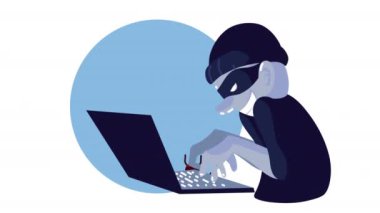 Dizüstü bilgisayar kullanan bilgisayar korsanı