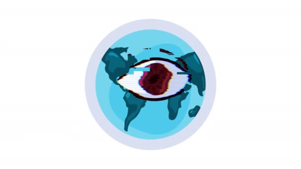 Cyber crime eye over earth planet — Stock Video