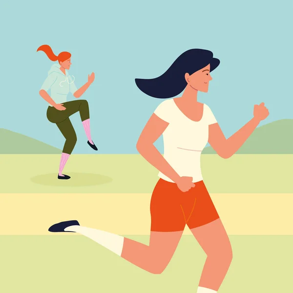 Frauen joggen oder laufen — Stockvektor