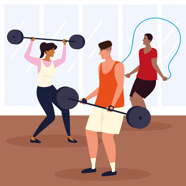 Mensen gym oefening — Stockvector