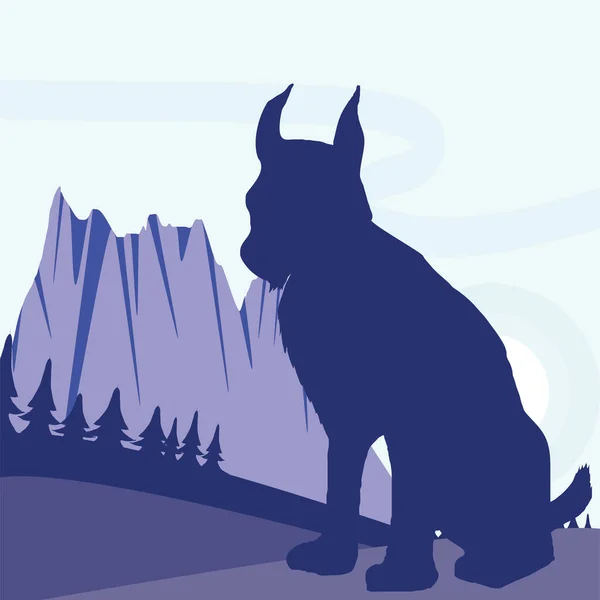 Silhouet lynx bos — Stockvector