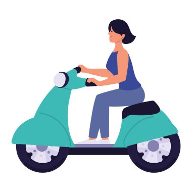 Kadın scooter kullanıyor.