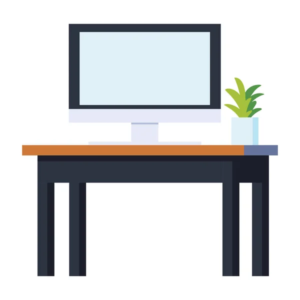 Ordinateur cactus sur le bureau — Image vectorielle