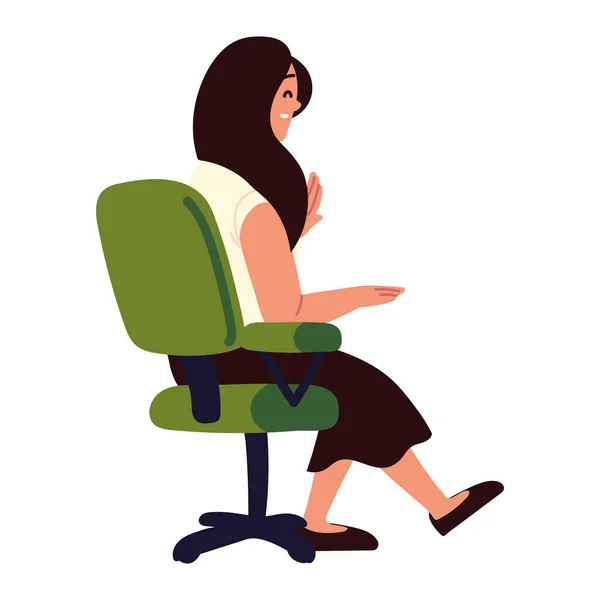 Mujer de negocios sentada en silla — Vector de stock