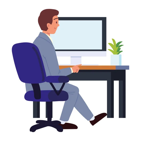 Homme travaillant au bureau — Image vectorielle
