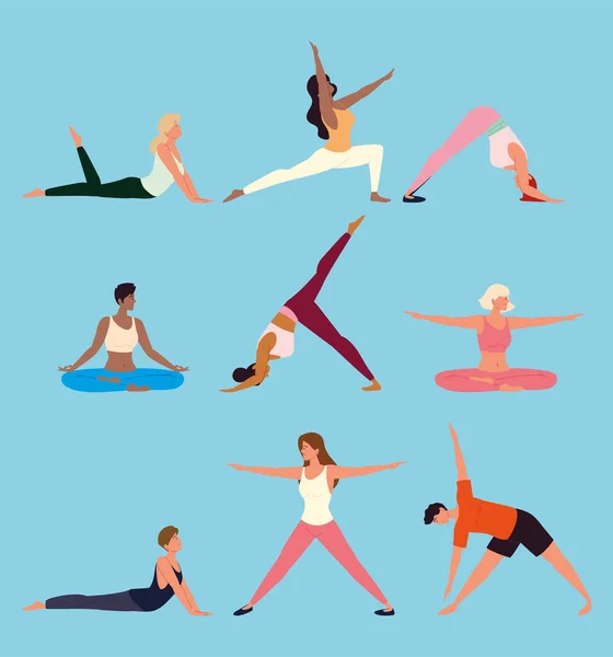 Personas yoga formación — Vector de stock