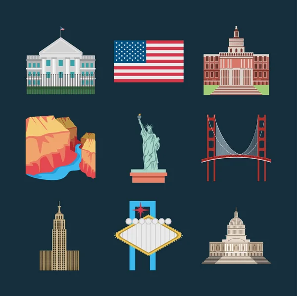 Repère et symboles américains — Image vectorielle