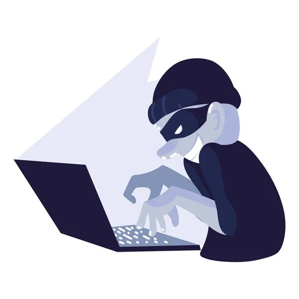 Hacker usando laptop —  Vetores de Stock