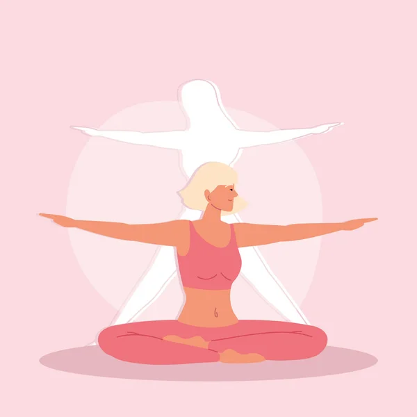 Ejercicio de yoga mujer — Vector de stock