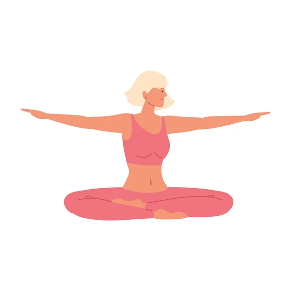 Mujer en yoga pose de loto — Vector de stock