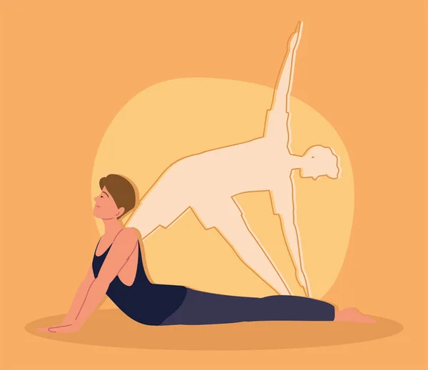 Donna che fa esercizi di yoga — Vettoriale Stock