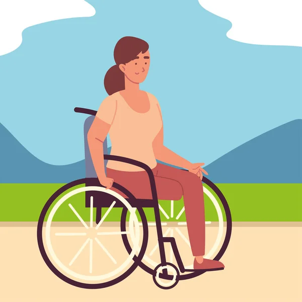 Femme handicapée en fauteuil roulant — Image vectorielle