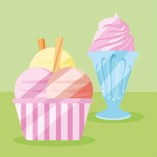 Deliciosos sorvetes — Vetor de Stock