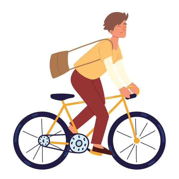 Young riding bike — Stock Vector