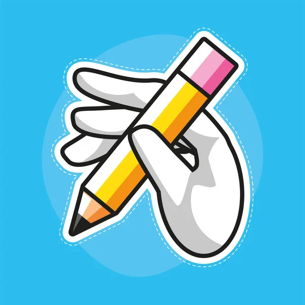 Hand holds pencil — Stock Vector