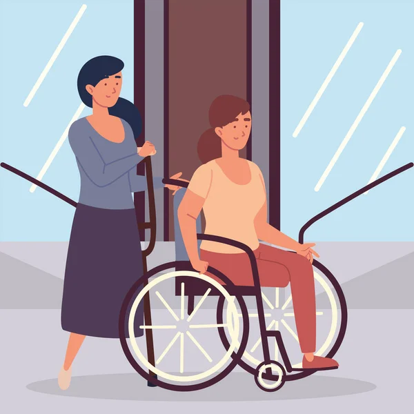 Femmes handicapées amputées — Image vectorielle
