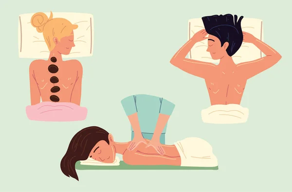 Spa mulheres massagens —  Vetores de Stock