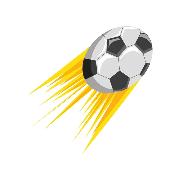 Vuelo llameante pelota de fútbol — Vector de stock