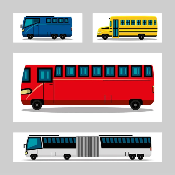Conjunto bus transporte — Vector de stock