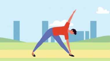 Kampta yoga yapan bir adam.