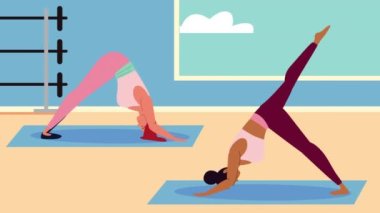 Yoga yapan ırklar arası kızlar.