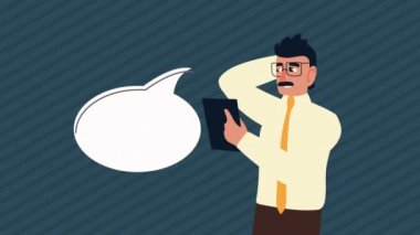 Konuşma baloncuğu olan zarif bir işadamı