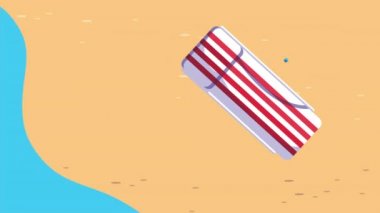 Merhaba, plajda şemsiye ve havluyla yazlık mektuplar.