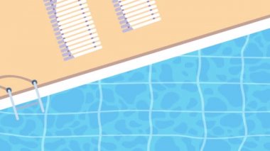 Yaz mevsiminde havuzda sandalyeler ve ördek şamandıralarıyla