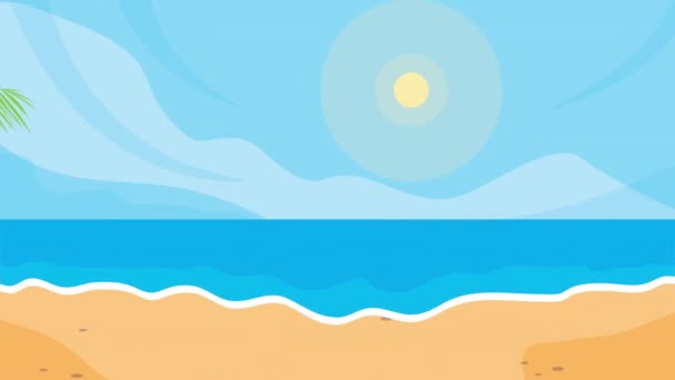 Summer season animation with beach seascape — Stock Video