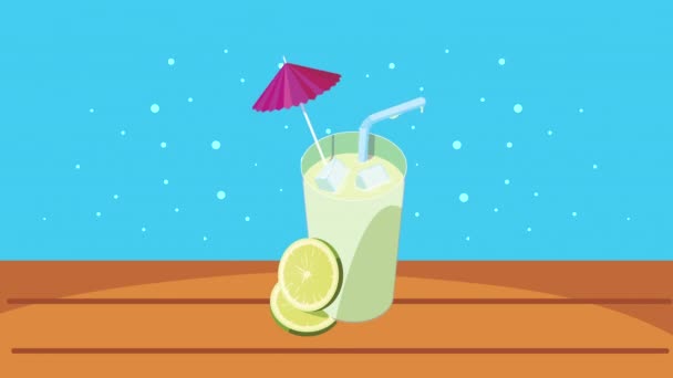 Suco de limão bebida de coquetel de frutas — Vídeo de Stock